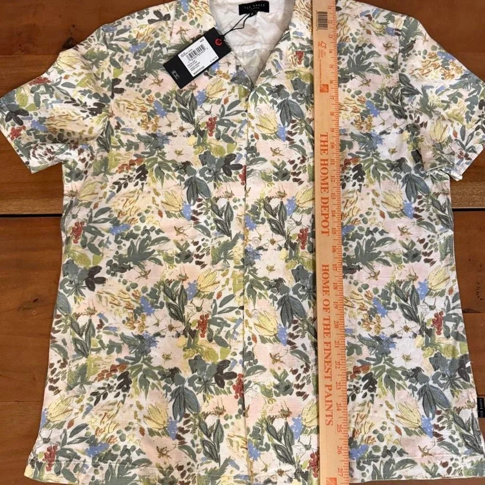 Ted Baker Men's Printed Button Down Shirt Floral $150 Retail Size Medium